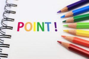 色鉛筆とPOINTの文字